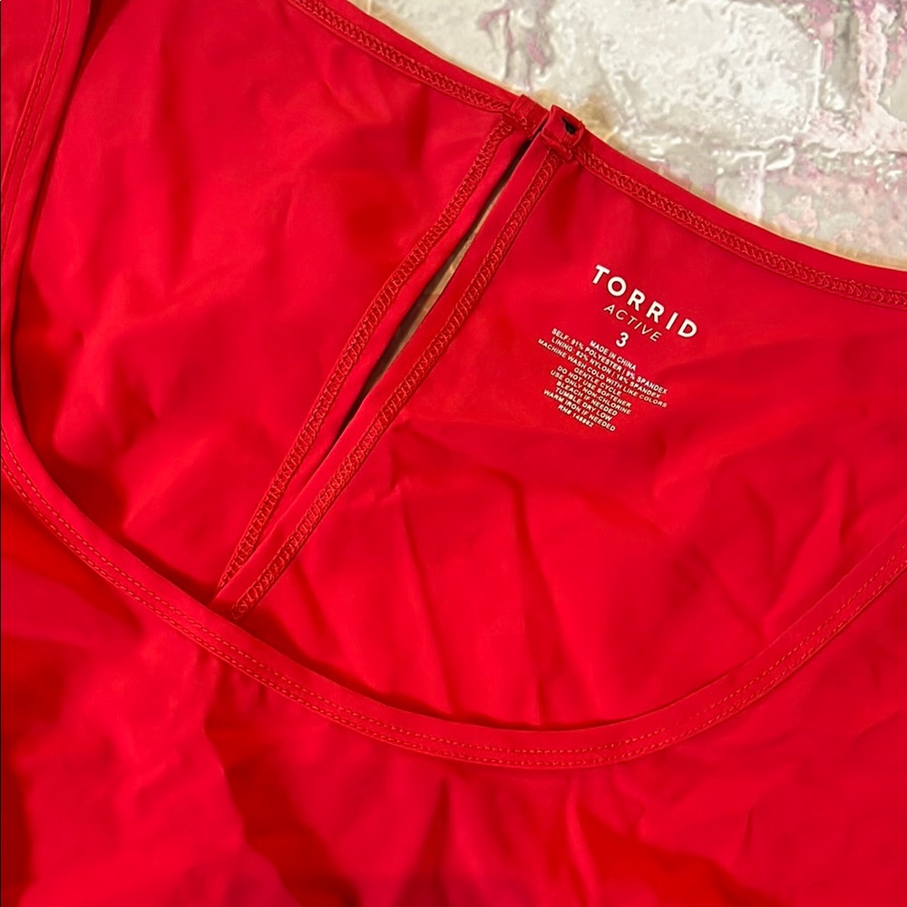 Torrid Stretch Woven Mini 2-fer Red Active Mini Dress with Built in Shorts - Picture 2 of 8